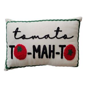 Embroidered Summer Tomato Tom-ah-to Decorative Pillow